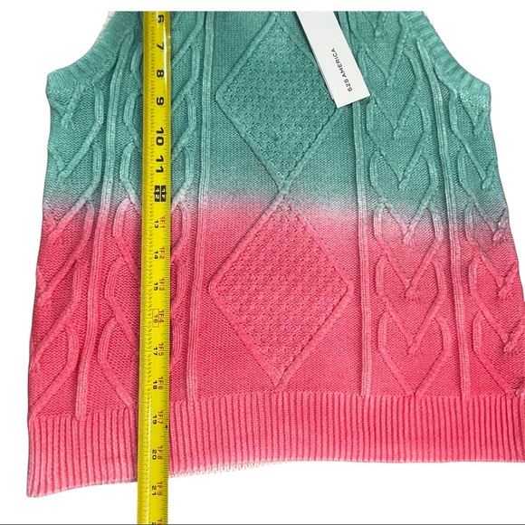 525 America Crystal Blue & Pink Color-Block Diamond-Knit Crewneck Tank NWT XS - Picture 6 of 10